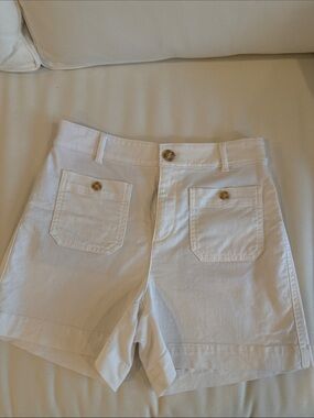 LOFT White High-Rise Pocket Bermuda Shorts